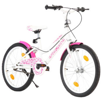 vidaXL Kinderfiets 20 inch roze en wit