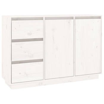 vidaXL Dressoir 111x34x75 cm massief grenenhout wit