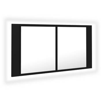 vidaXL Badkamerkast met spiegel en LED 90x12x45 cm acryl zwart