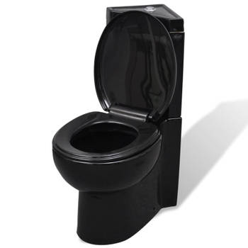 vidaXL Toilet hoekmodel keramisch zwart