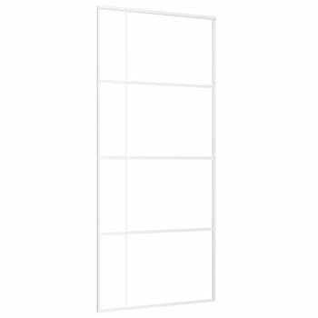 vidaXL Schuifdeur 90x205 cm mat ESG-glas en aluminium wit