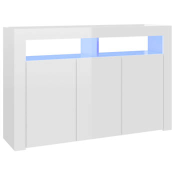 vidaXL Dressoir met LED-verlichting 115,5x30x75 cm hoogglans wit