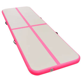 vidaXL Gymnastiekmat met pomp opblaasbaar 600x100x10 cm PVC roze