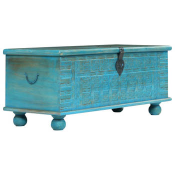 vidaXL Opbergkist 100x40x41 cm massief mangohout blauw