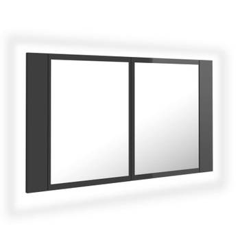 vidaXL Badkamerkast met spiegel en LED 80x12x45 acryl hoogglans grijs