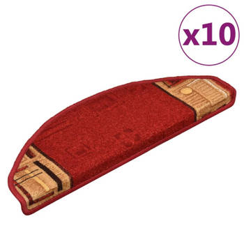 vidaXL Trapmatten zelfklevend 10 st 65x25 cm rood