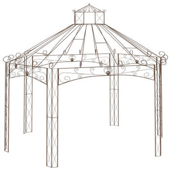 vidaXL Tuinpaviljoen 558x350x408 cm ijzer antiekbruin