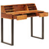 The Living Store Bureau Sheeshamhout - 100x50x94 cm - Met 2 lades en boekenplanken