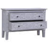 The Living Store Dressoir - Mahoniehout - 90x30x60 cm - Greywash - 2 lades