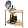 The Living Store Globebar Renaissance - Houten - Groen/Wit - 70x45x88 cm - Met wieltjes