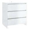 The Living Store Dressoir Minimalistisch - Bijzetkast 3 lades - Hoogglans wit - 70x41x75cm - Montage vereist