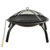 vidaXL Vuurschaal en barbecue 2-in-1 met pook 56x56x49 cm staal