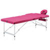 vidaXL Massagetafel inklapbaar 3 zones aluminum roze