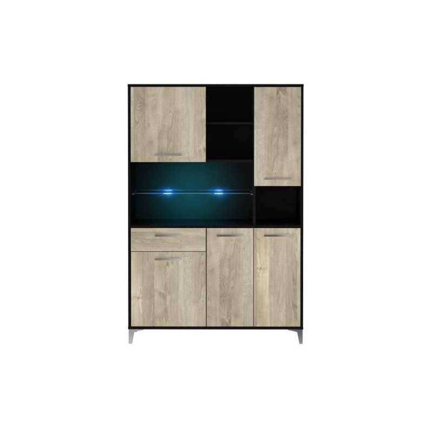 ECO Keuken dressoir met LED L 120 cm Eik en mat zwart