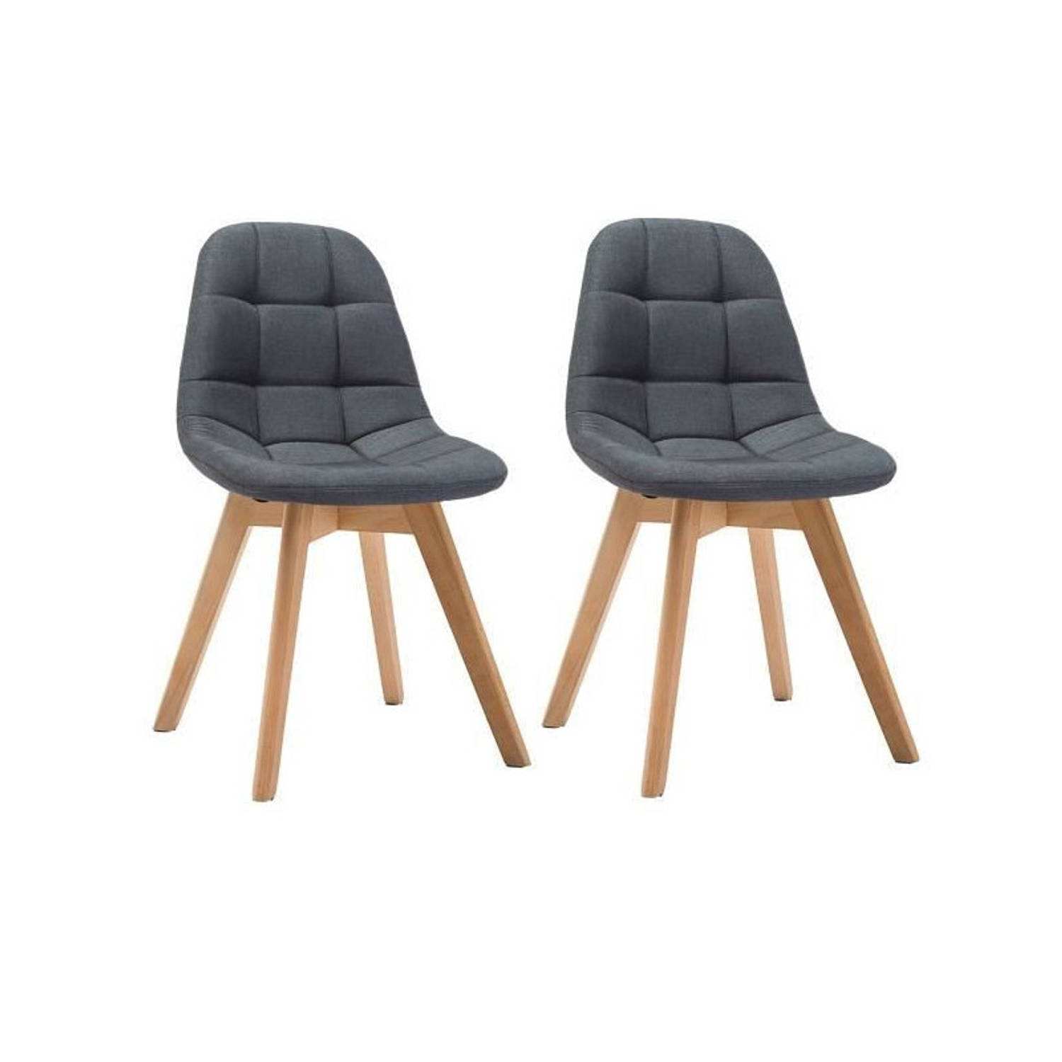 ANYA Set van 2 eetkamerstoelen - Scandinavische stijl - Donkergrijze stof - L 44 x D 50 x H 84 cm