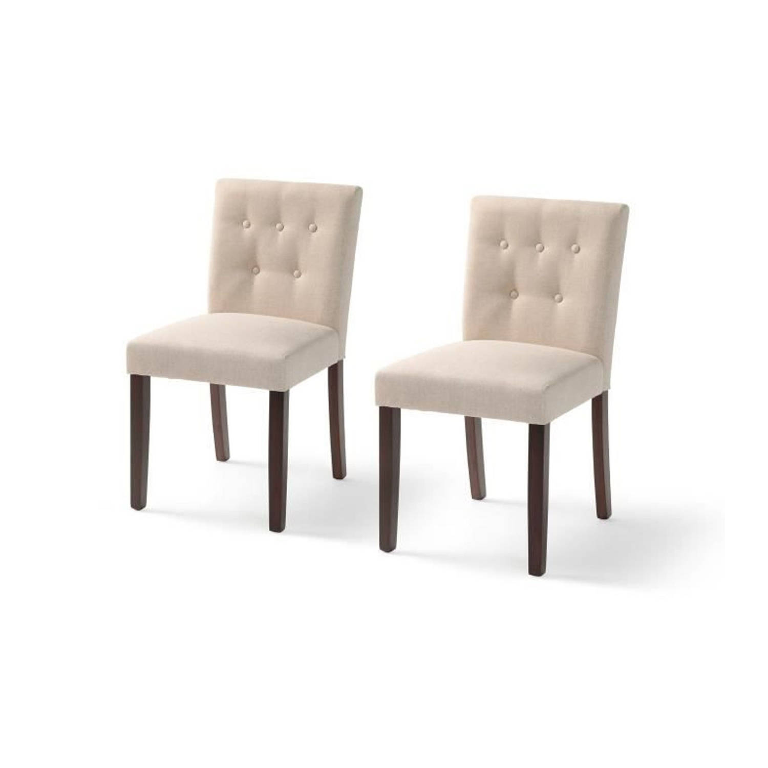 Set van 2 stoelen in beige stof en bruin hout - L 47 x D 58 x H 84 cm - HANSON