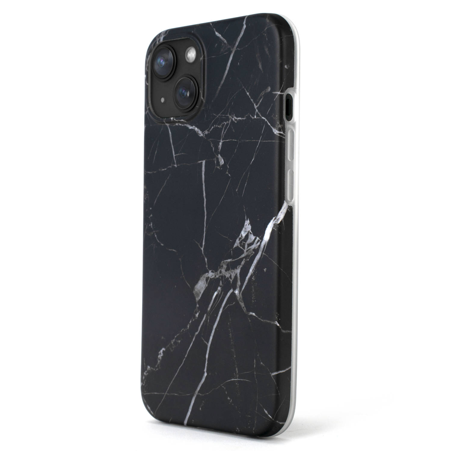 R2B® Marmer hoesje geschikt voor iPhone 14 Model De Bilt Inclusief screenprotector Gsm case Zwart