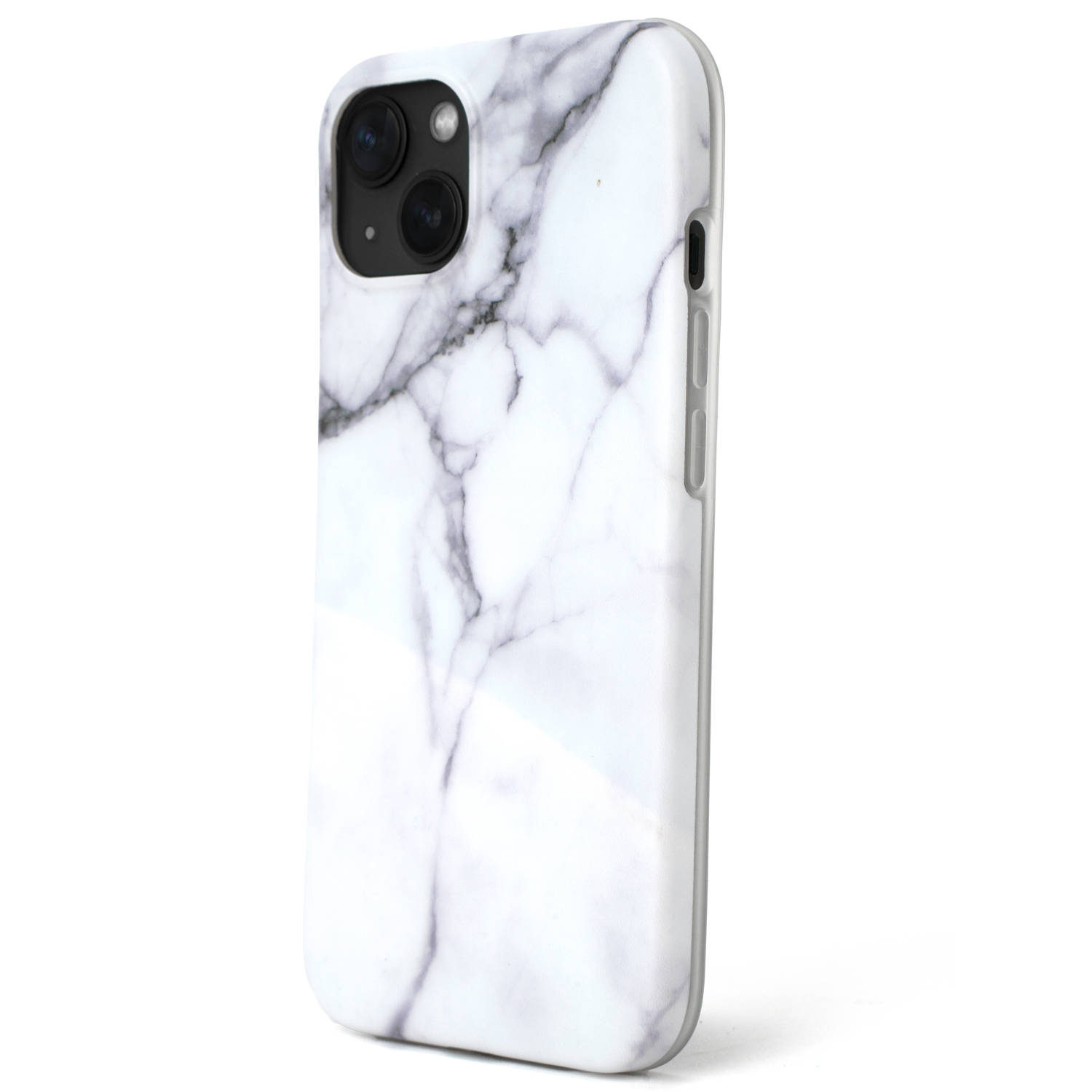 R2B® Marmer hoesje geschikt voor iPhone 14 Model De Bilt Inclusief screenprotector Gsm case Wit