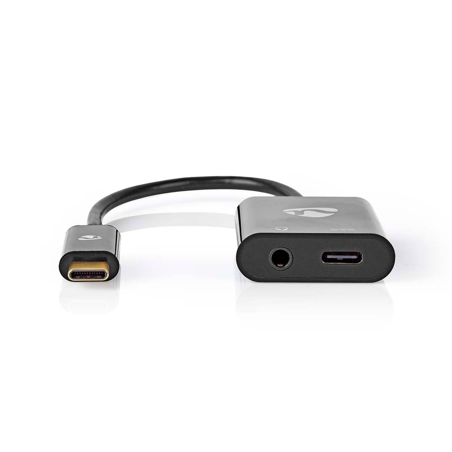 USB-C Adapter | USB-C Male 3,5 mm Female + USB-C Female | 0,15 m | Zwart