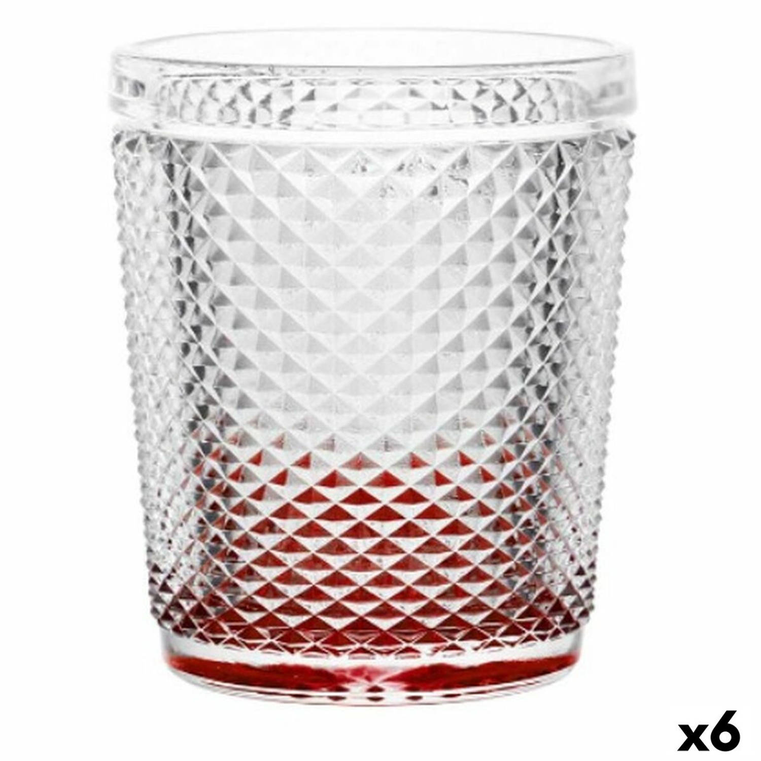Glas Diamant Rood Transparant Glas 300 ml (6 Stuks)