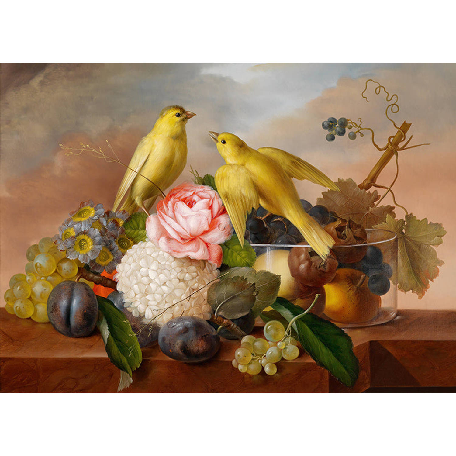 Inductiebeschermer - Yellow Birds - 82x52 cm