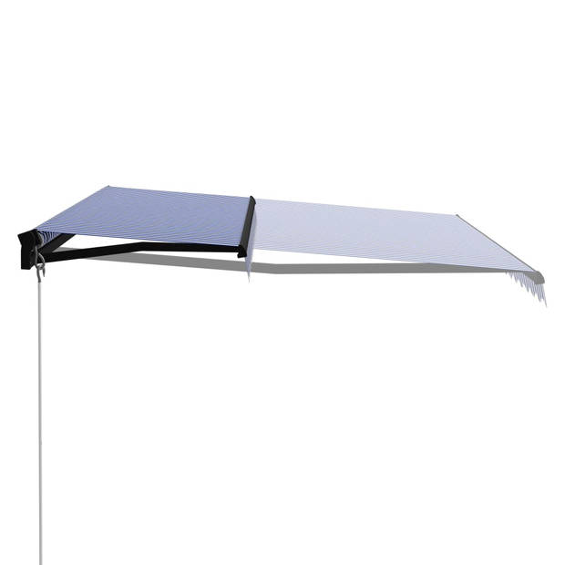 vidaXL Luifel handmatig uittrekbaar met LED 450x300 cm blauw en wit