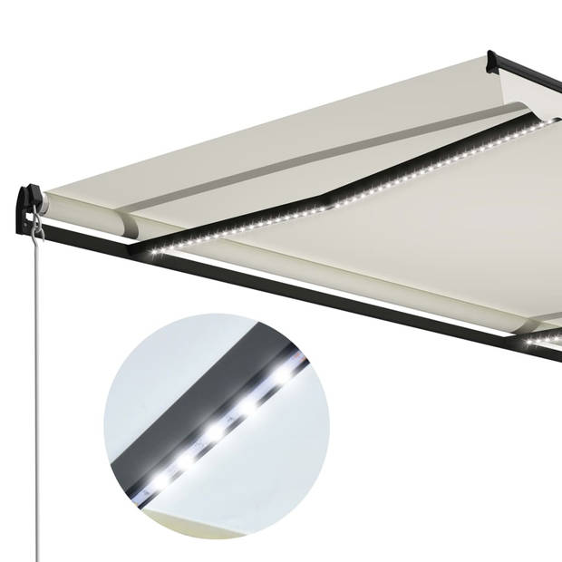 vidaXL Luifel handmatig uittrekbaar met LED 400x300 cm crème