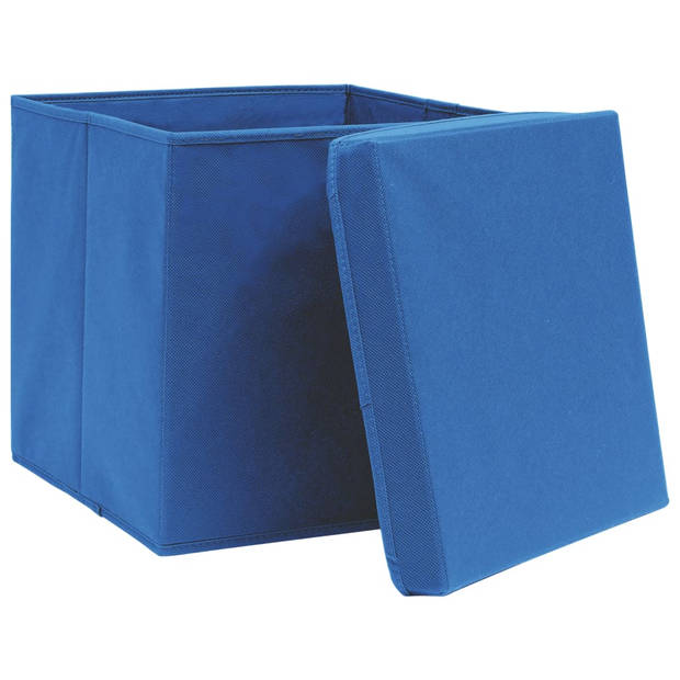 vidaXL Opbergboxen met deksel 4 st 28x28x28 cm blauw