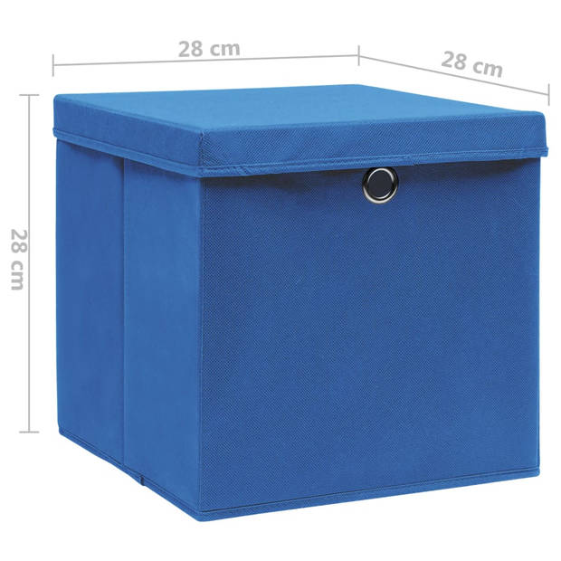 vidaXL Opbergboxen met deksel 4 st 28x28x28 cm blauw