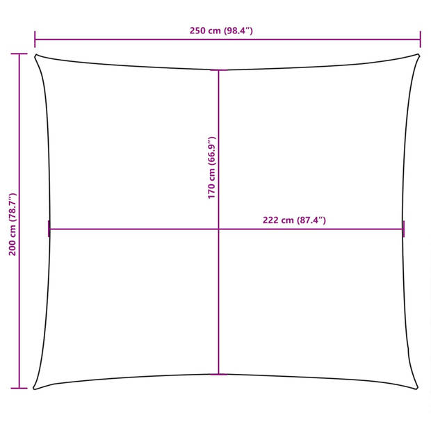vidaXL Zonnescherm rechthoekig 2x2,5 m oxford stof crèmekleurig
