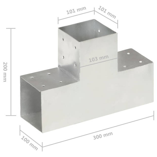 vidaXL Paalverbinding T-vorm 101x101 mm gegalvaniseerd metaal