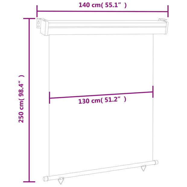 vidaXL Balkonscherm 145x250 cm bruin