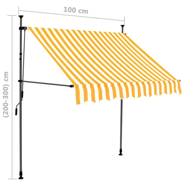 vidaXL Luifel handmatig uitschuifbaar met LED 100 cm wit en oranje