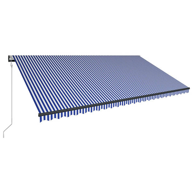 vidaXL Luifel met windsensor en LED 600x300 cm blauw en wit