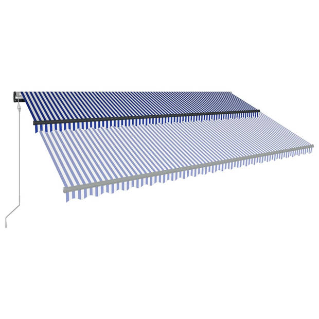 vidaXL Luifel met windsensor en LED 600x300 cm blauw en wit