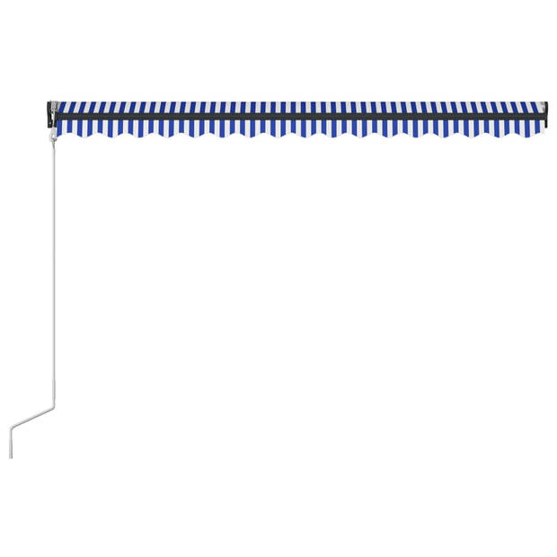 vidaXL Luifel met windsensor en LED 300x250 cm blauw en wit