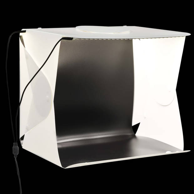 vidaXL Foto-opnamebox met LED inklapbaar 40x34x37 cm kunststof wit