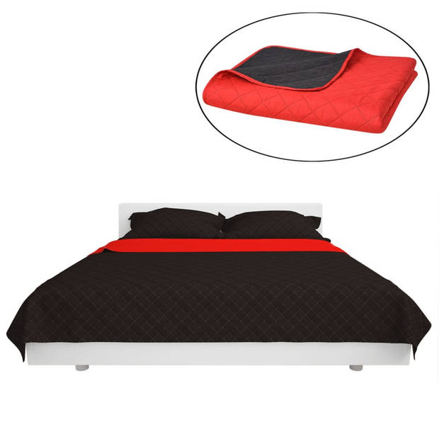131552 vidaXL Dubbelzijdig Quilted Bedspread Rood en Zwart 170x210 cm