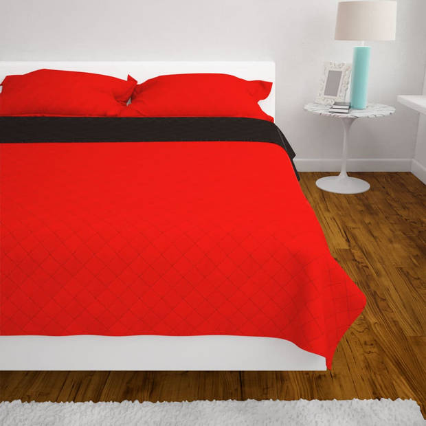 vidaXL Dubbelzijdige quilt bedsprei rood en zwart 220x240 cm