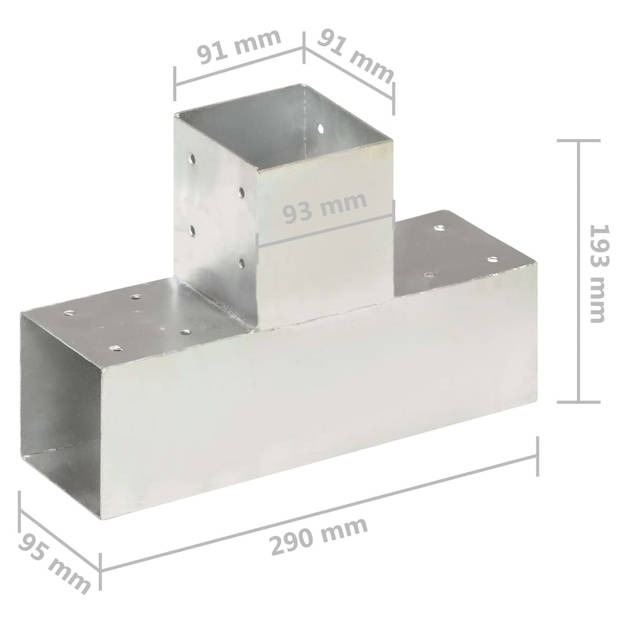 vidaXL Paalverbindingen 4 st T-vorm 91x91 mm gegalvaniseerd metaal