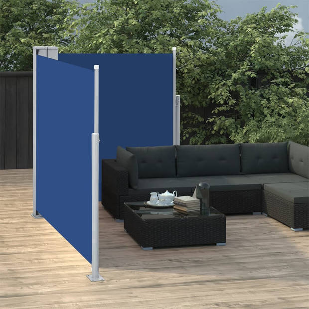 vidaXL Windscherm uittrekbaar 160x600 cm blauw