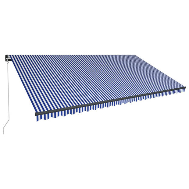 vidaXL Luifel handmatig uittrekbaar met LED 600x300 cm blauw en wit