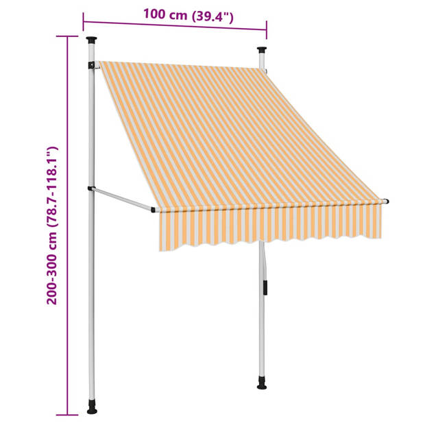 vidaXL Luifel handmatig uittrekbaar 100 cm oranje en witte strepen