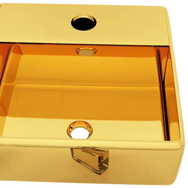 vidaXL Wastafel met kraangat 38x30x11,5 cm keramiek goudkleurig