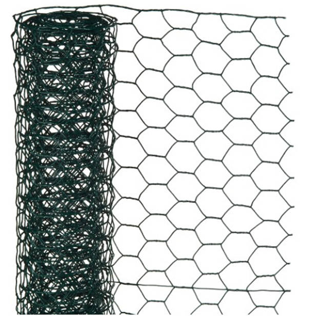 Schermgaas - groen - geplastificeerd staal - 50 x 1000 cm - zeskantig maaswijdte 25 x 25 mm - Gaas