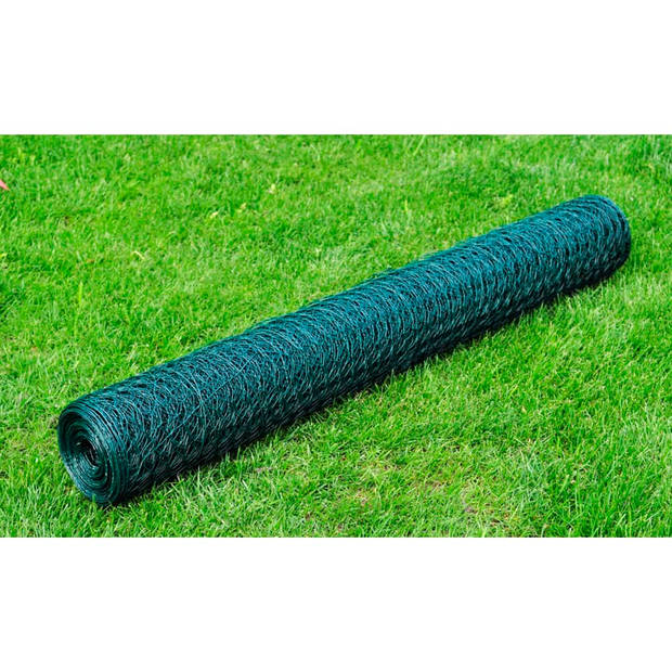 vidaXL Kippengaas 25x0,75 m staal met PVC-coating groen