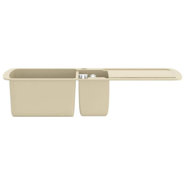 vidaXL Gootsteen dubbele bakken graniet beige