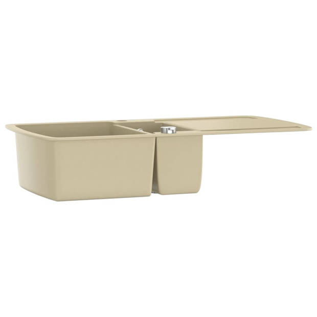 vidaXL Gootsteen dubbele bakken graniet beige