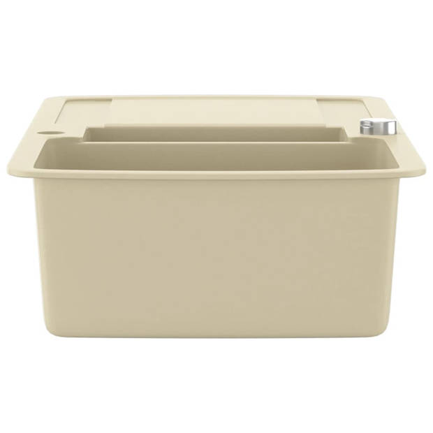 vidaXL Gootsteen dubbele bakken graniet beige