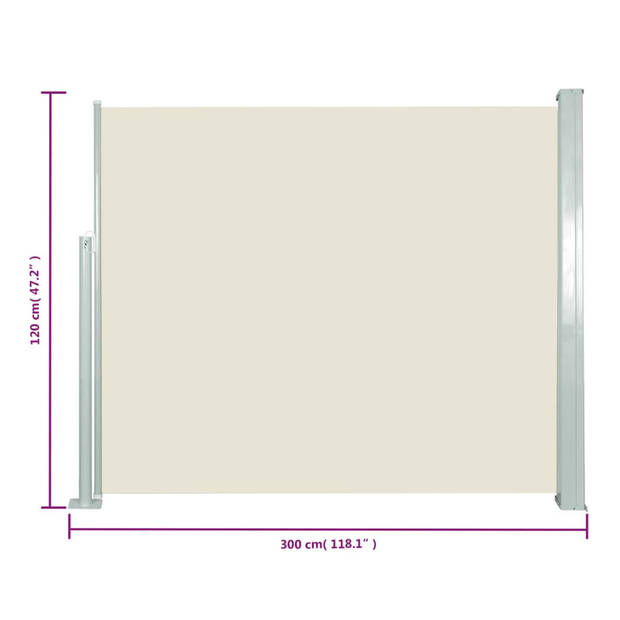 vidaXL Windscherm uittrekbaar 120x300 cm crème